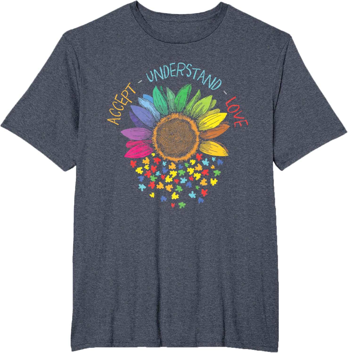 Autism Awareness Accept Understand Love ASD Rainbow Flower