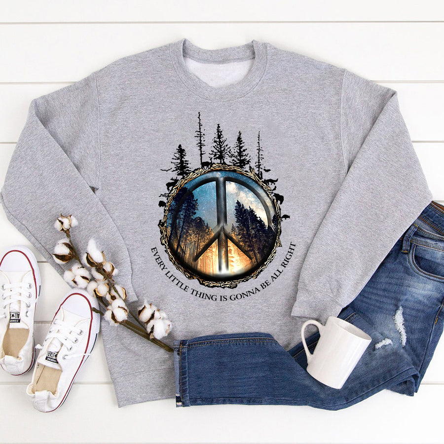 Every Little Thing Is Gonna Be All Right shirt, Hippie soul shirt, hippie gift, Camping Lover Unisex Cotton T Shirt